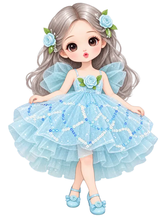Muñeca celeste decorativa